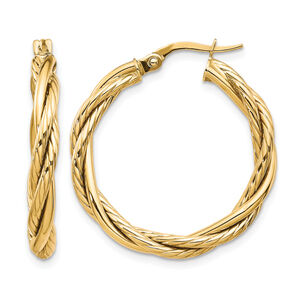 Leslies 10K Polished Twisted Hoop Earrings